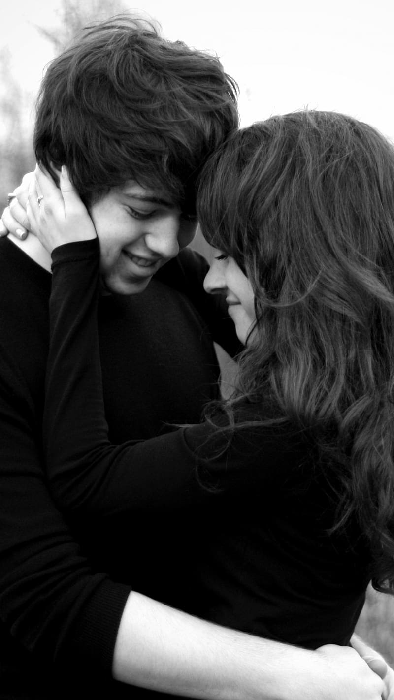 Girl Boy Love In Black And White Effect, girl boy love, love in black and white effect, love each other, relationship, couple in love, HD phone wallpaper