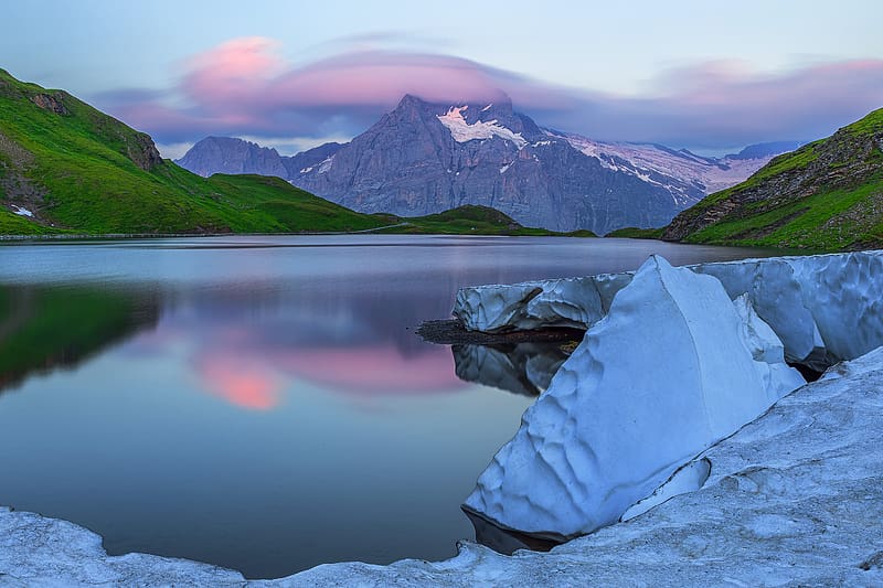 lake, mountains, landscape, nature, silence, blue, HD wallpaper