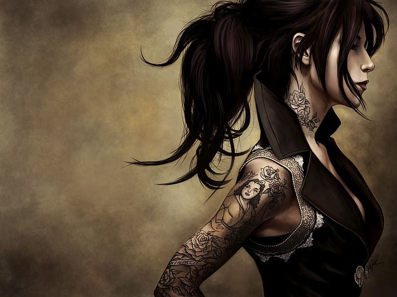 Gothic, Tattoo, Artistic, Women, HD wallpaper