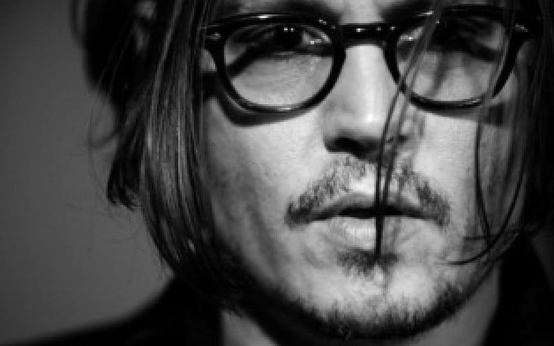 Johnny Depp His Royal Coolness, Cool, Hollywood, Oscars, glasses, Black and White, Actor, handsome man, Johnny Depp, HD wallpaper