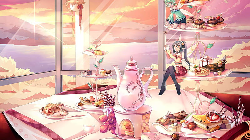 Fairy Teaparty, cute, food, anime, fairy, tea party, HD wallpaper | Peakpx