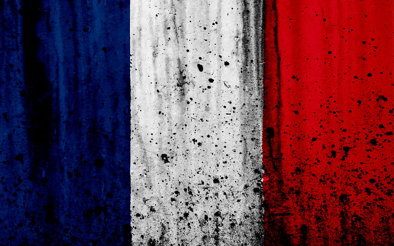 flag of France grunge, stone texture, French flag, Europe, France, national symbols, France national flag, HD wallpaper