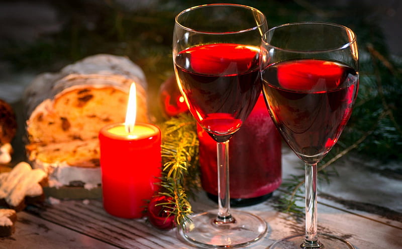 Red Wine, Christmas, candle, holidays, wine, cheese, glasses, love four seasons, xmas and new year, HD wallpaper