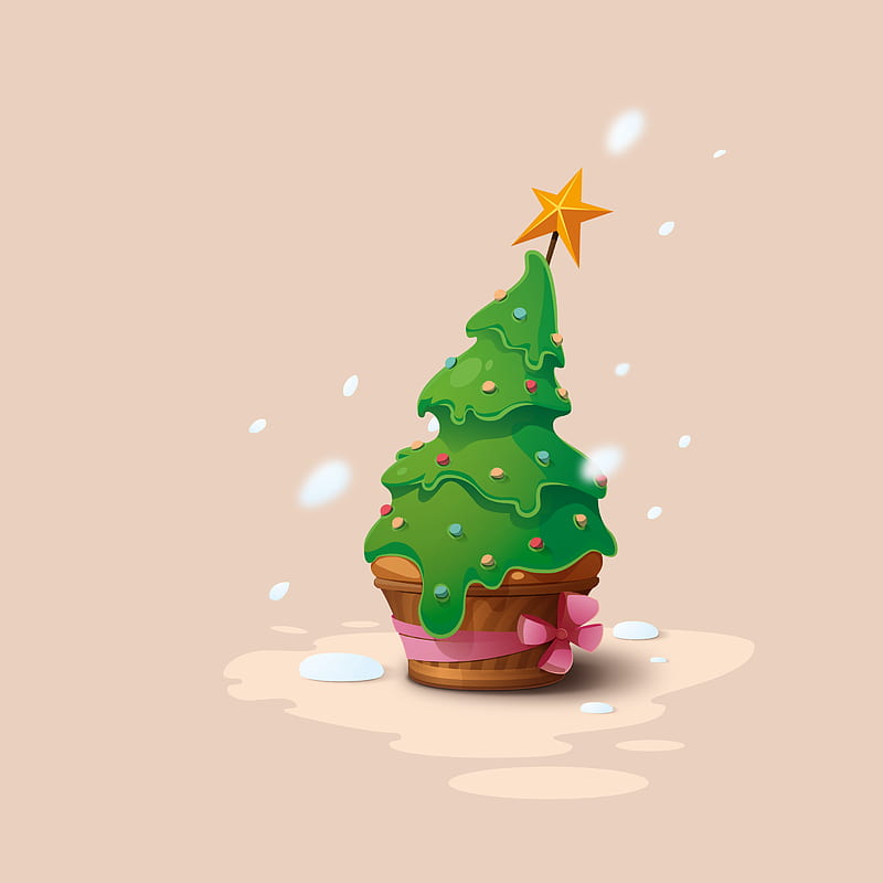 christmas tree, new year, christmas, vector, HD phone wallpaper