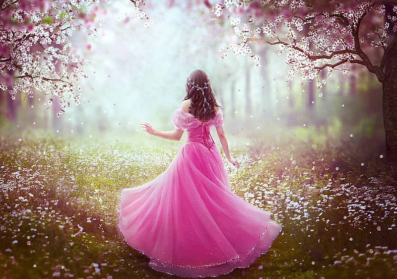 Cherry Blossom Dream, cherry blossom trees, girl, beauty, flowers,  sunshine, HD wallpaper | Peakpx