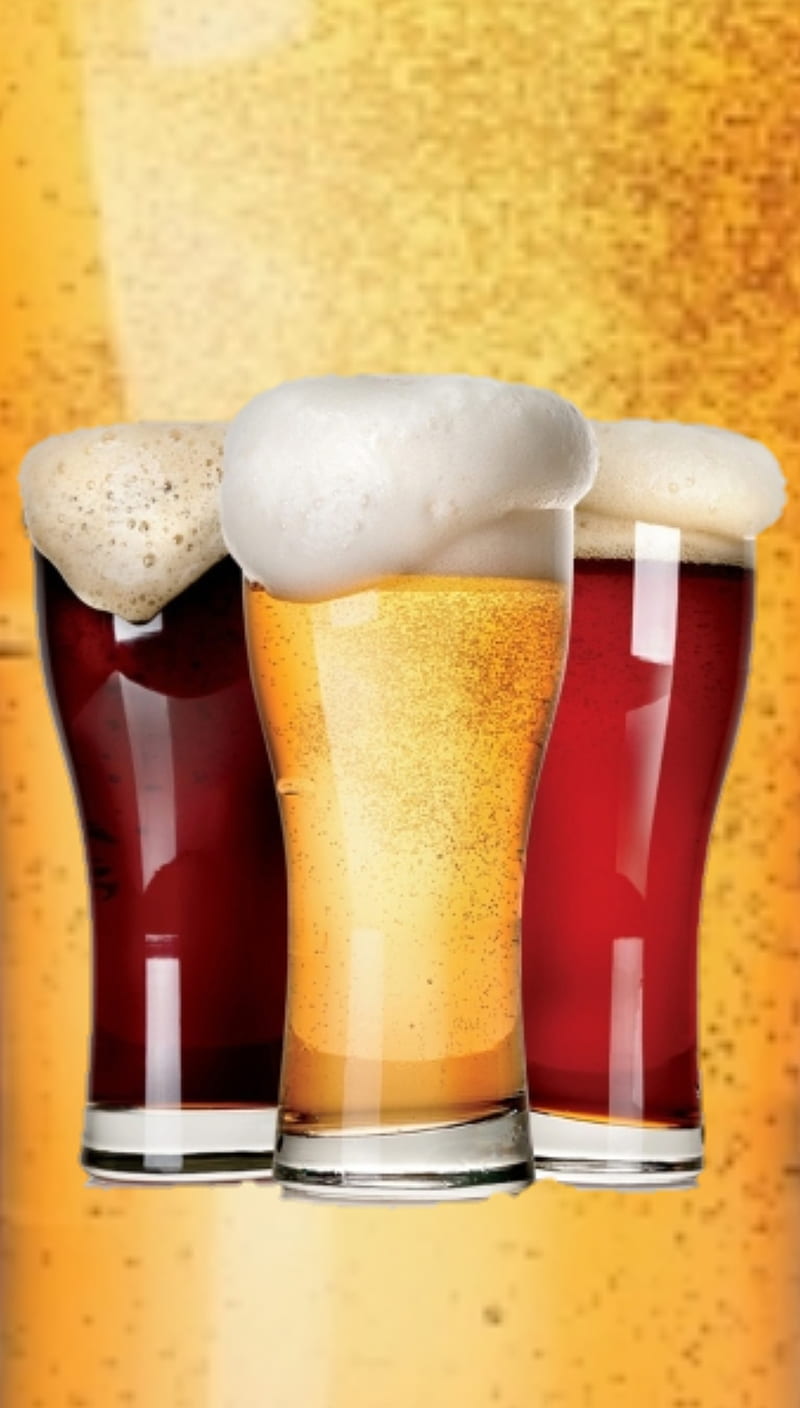 Beers Cheers Dears , amber, beer, foam, glasses, pilsener, three, HD phone wallpaper