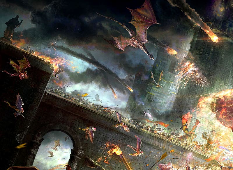 Fantasy, Dragon, Warrior, Battle, HD wallpaper | Peakpx