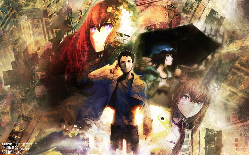 Steins Gate, Shiina Mayuri, Makise Kurisu, Okabe Rintarou, Time Machine, HD wallpaper