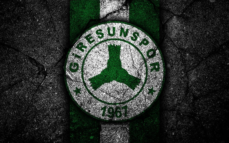 Giresunspor FC logo, football, Turkish Lig, black stone, Turkey, soccer, emblem, Giresunspor, asphalt texture, Giresun, Turkish football club, HD wallpaper