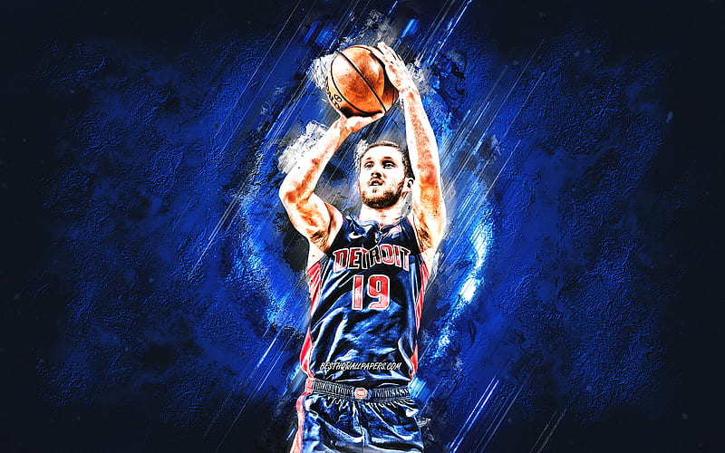 Svi Mykhailiuk, Detroit Pistons, NBA, Ukrainian basketball player, blue stone background, USA, basketball, HD wallpaper