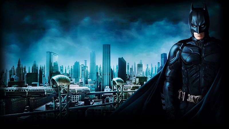 gotham, batman, city, blue, HD wallpaper