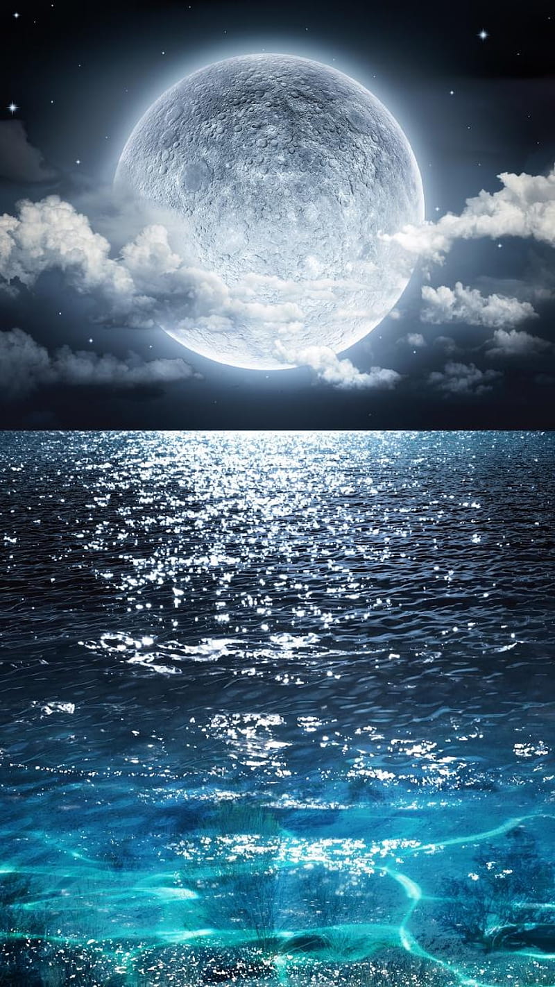 Moon , moon, ocean, themes, HD phone wallpaper