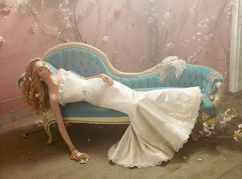 Creme Dress, creme silk, strapless, dress, model, bonito, wedding, woman, HD wallpaper