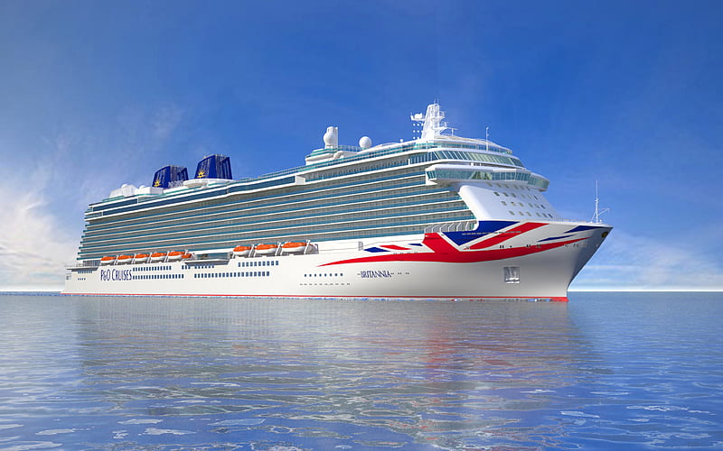 Britannia, luxury cruise liner, white ship, PO Cruises, HD wallpaper