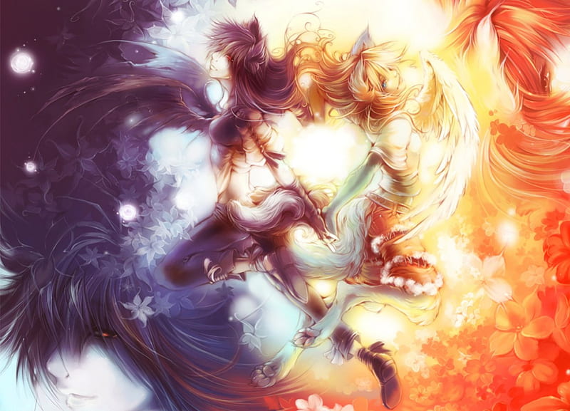 Art Tumblr Teen Freetoedit  Fox And Wolves Anime Transparent PNG  717x756   Free Download on NicePNG