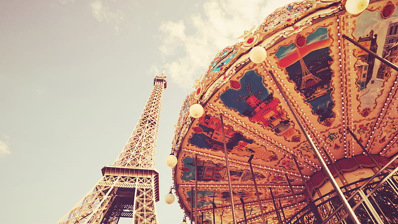 Paris Eiffel Tower And Roller Coaster Travel, HD wallpaper