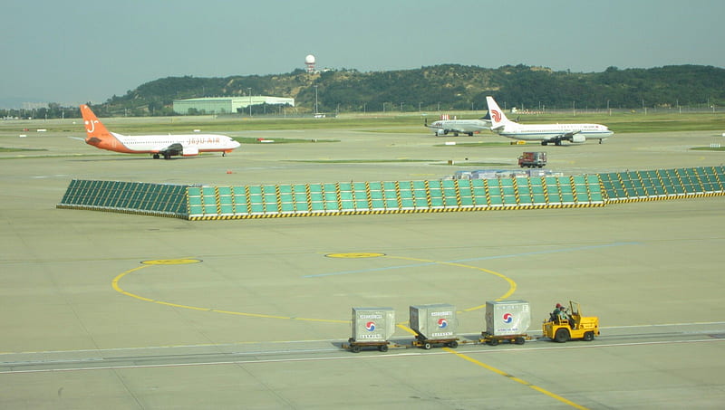 Airport, Tour, luggage cart, Airplane, HD wallpaper