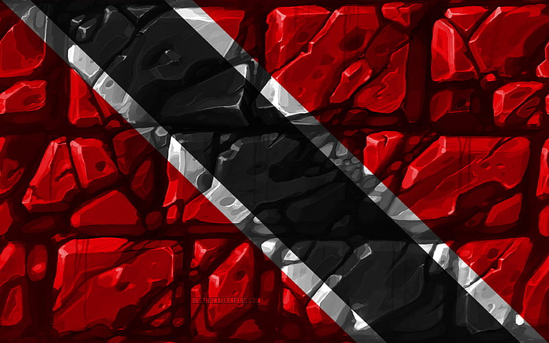 Trinidad and Tobago flag, brickwall North American countries, national symbols, Flag of Trinidad and Tobago, creative, Trinidad and Tobago, North America, Trinidad and Tobago 3D flag, HD wallpaper