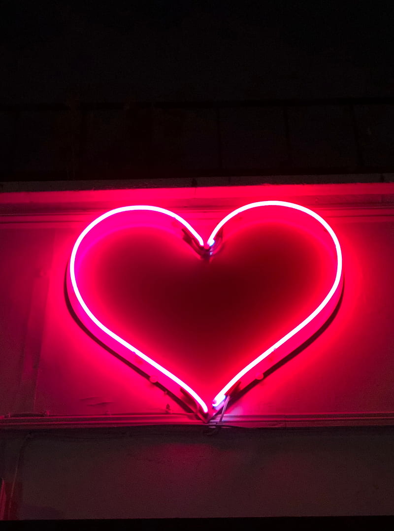 heart, neon, sign, light, red, HD phone wallpaper