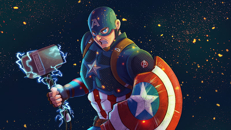 Captain America Mjolnir Artwork 2020, captain-america, superheroes, artwork, artist, artstation, HD wallpaper