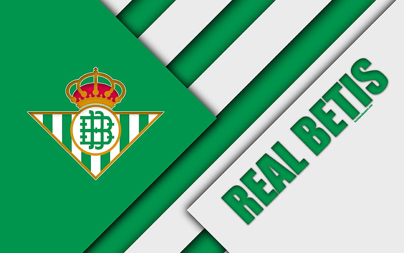 Real Betis FC green white abstraction, Spanish football club, logo, material design, football, La Liga, Sevilla, Spain, HD wallpaper
