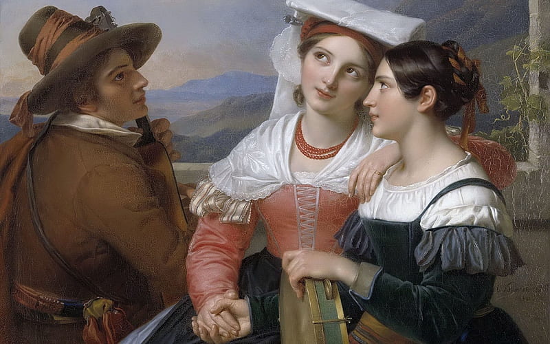 1830, conversations, canvas, dutch artist, cornelis kruseman, oil, HD wallpaper
