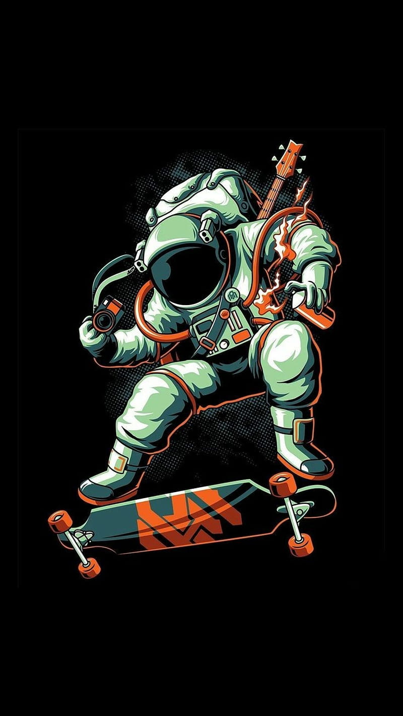 Astronaut, skating astronaut, super, HD phone wallpaper