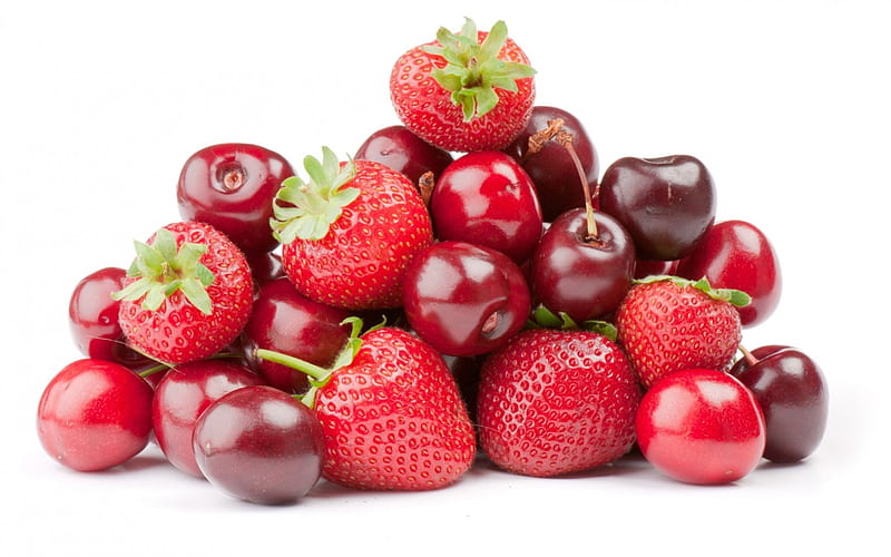Strawberries, red, red berry, cherries, Strawberry, berry, berries, red berries, cherry, HD wallpaper