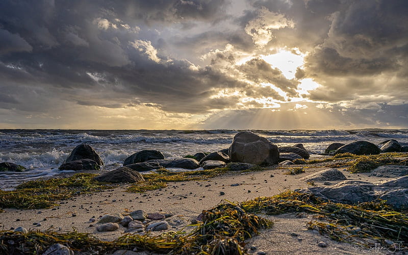 Rocky Beach in Germany, rocks, beach, clouds, Germany, sea, HD wallpaper |  Peakpx