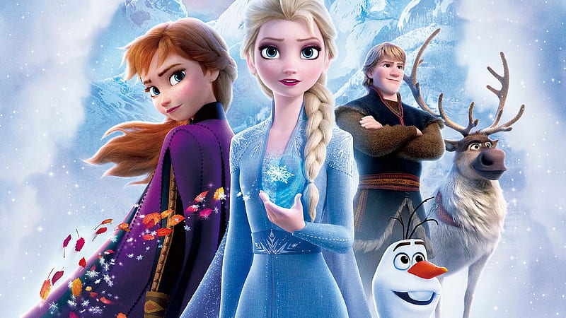 Frozen II (2019), disney, gustaff, poster, anna, elsa, movie, iarna, winter, olaf, fantasy, snow queen, princess, frozen 2, HD wallpaper