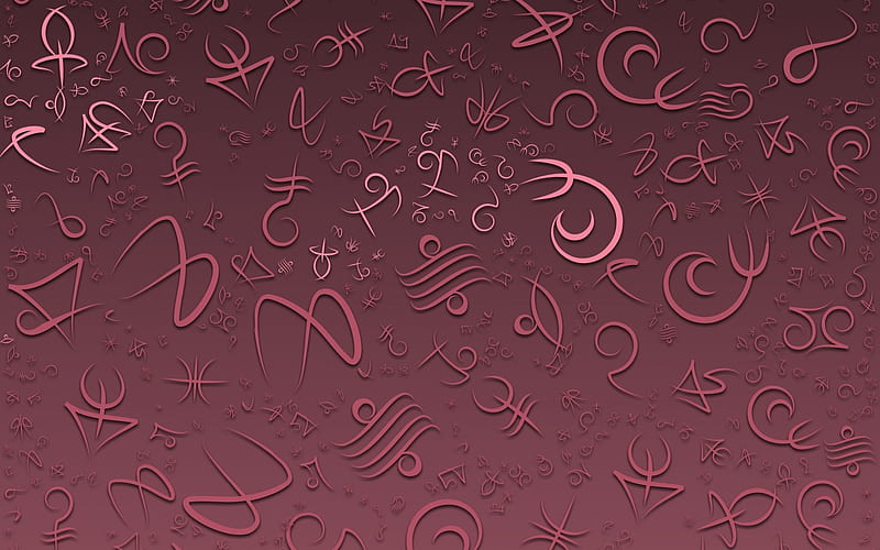 Zodiac signs, zodiac, pink, signs, texture, HD wallpaper