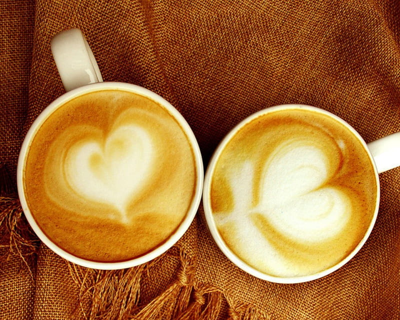 Coffee break, drink, coffee, foam, cups, HD wallpaper