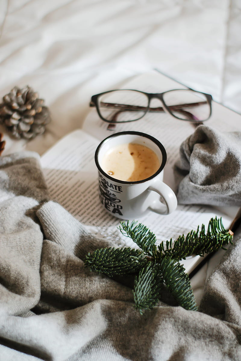 mug, coffee, book, branch, glasses, HD phone wallpaper