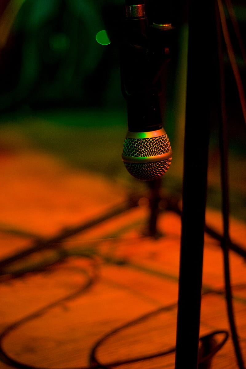 microphone, music, stage, stand, wires, HD phone wallpaper