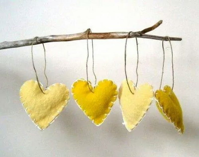 From the heart , love, pendant, yellow color, corazones, pure feeling, HD wallpaper