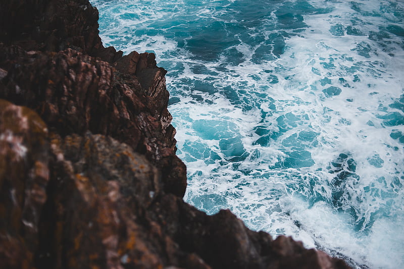 water, waves, rock, stone, sea, shore, HD wallpaper