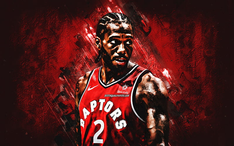 Kawhi Leonard, American basketball player, Toronto Raptors, NBA, basketball, USA, red stone background, creative art, HD wallpaper