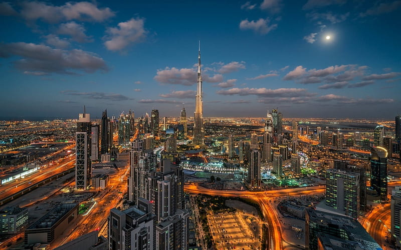 Burj Khalifa, Dubai, metropolis, the United Arab Emirates, skyscrapers, HD wallpaper