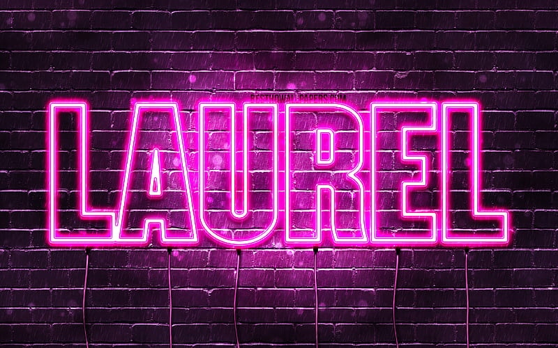 Laurel with names, female names, Laurel name, purple neon lights, horizontal text, with Laurel name, HD wallpaper