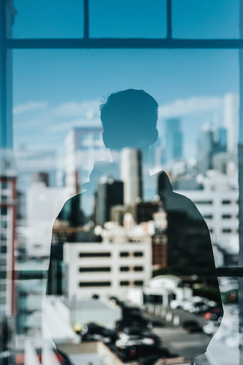 Silhouette Reflection Window City Buildings Hd Phone Wallpaper Peakpx