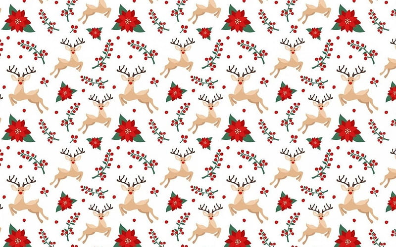 Christmas texture, red, craciun, christmas, texture, flower, reindeer, white, poinsettia, HD wallpaper