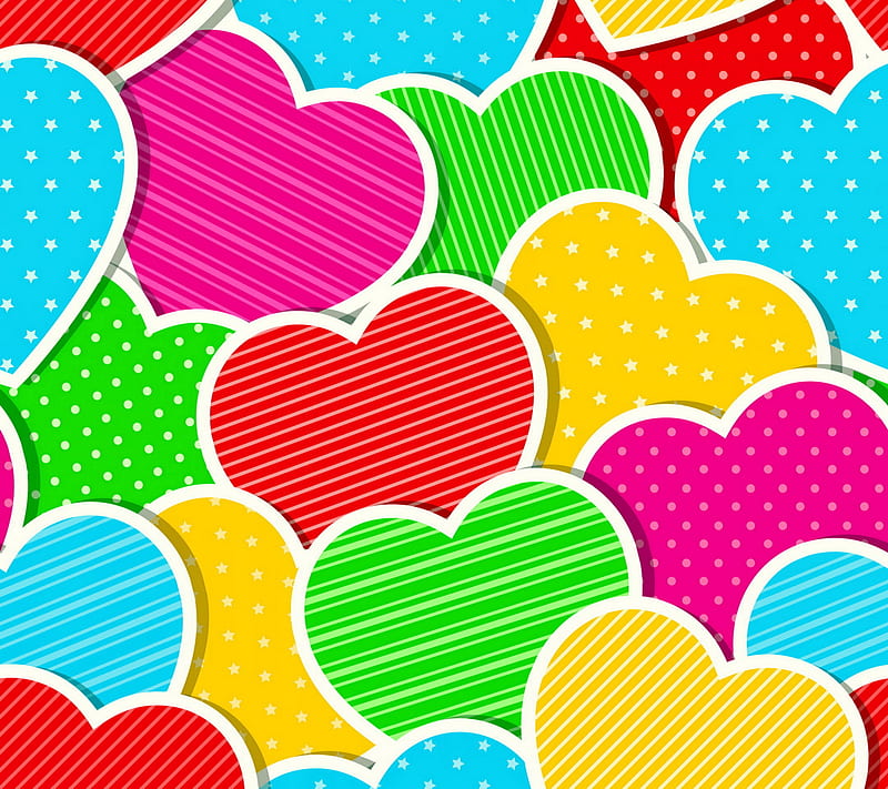 Colorful Hearts, abstract, background, color, heart, valentine, HD wallpaper