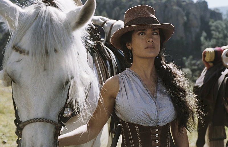 Salma Hayek, movie, horse, woman, spanish, animal, girl, actress, bandidas,  beauty, HD wallpaper | Peakpx