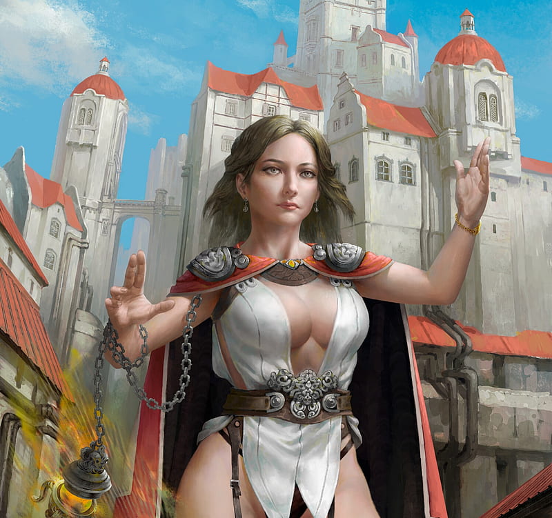 Arcane Idol Alex Bezhko Fantasy Luminos Girl Castle Art Red