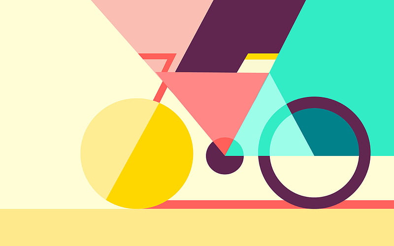 bicycle, geometric figures, art, geometry, creative, design material, abstract material, HD wallpaper
