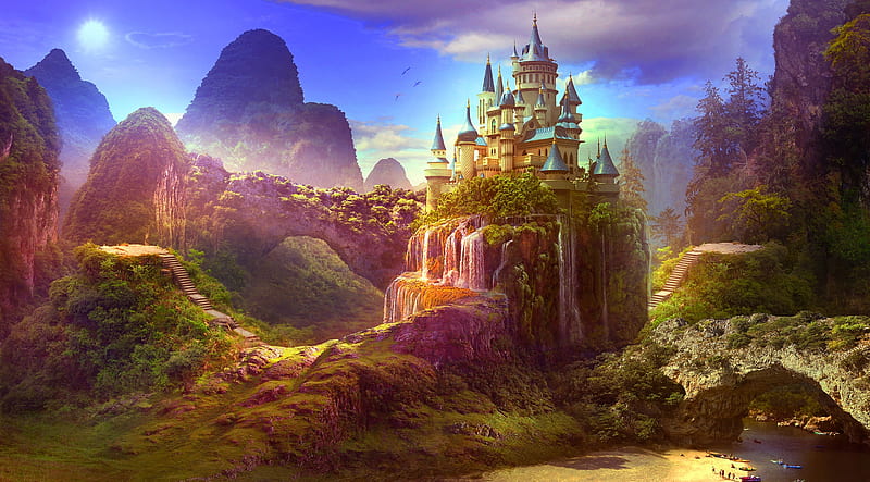 Fairytale Castle Ultra, Artistic, Fantasy, Landscape, Castle, Fairytale, HD wallpaper