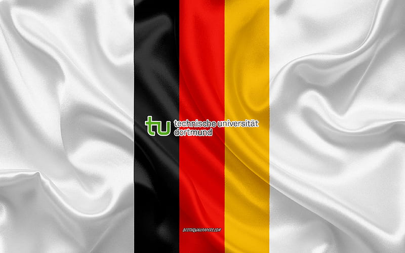 Technical University of Dortmund Emblem, German Flag, Technical University of Dortmund logo, Dortmund, Germany, Technical University of Dortmund, HD wallpaper