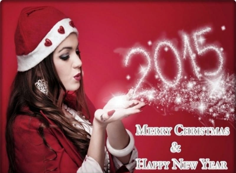 Happy New Year, Woman, Merry Christmas, celebration, HD wallpaper