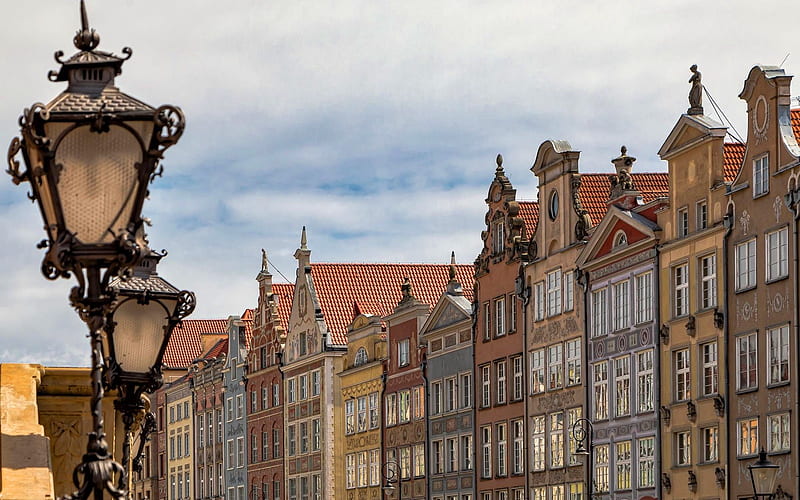 Gdansk, Poland, Poland, lantern, houses, Gdansk, HD wallpaper