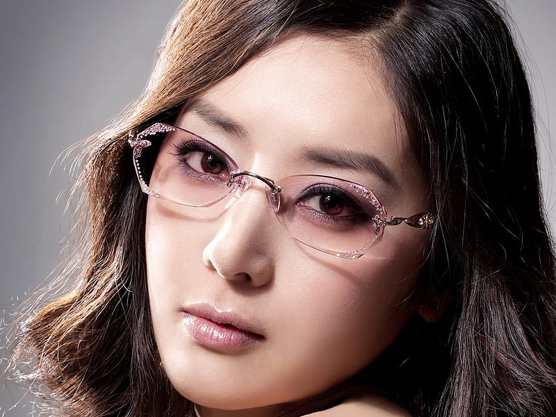 Charming beauty model glasses advertising 02, HD wallpaper
